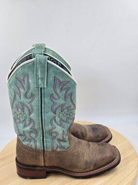 Laredo Ladies Anita Square Toe Western Cowboy Leather Boots 5607 Sz 6M